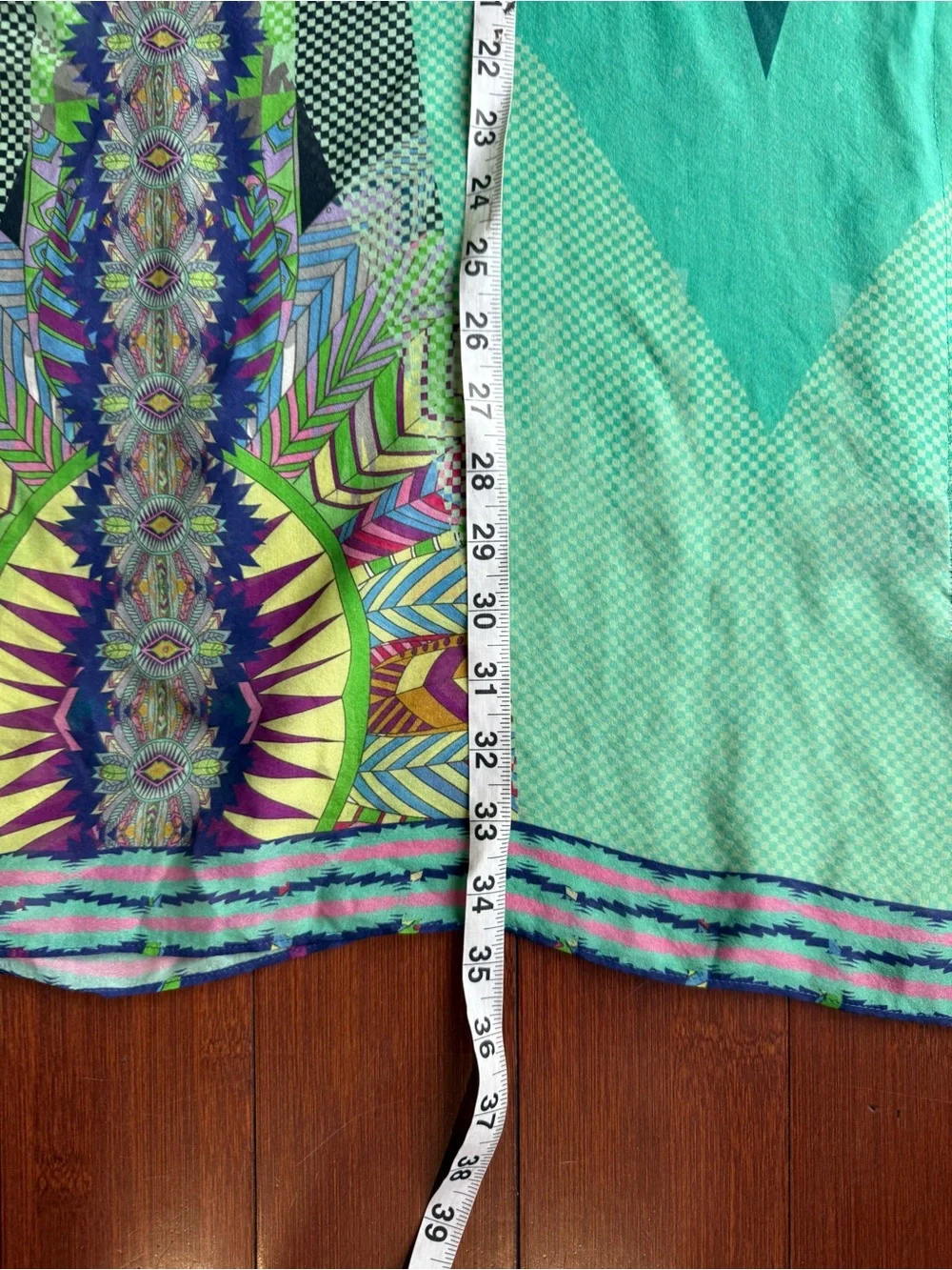 Hale Bob Silk Embellished Geometric Kaftan Tunic Dress/Cover-Up - Size S